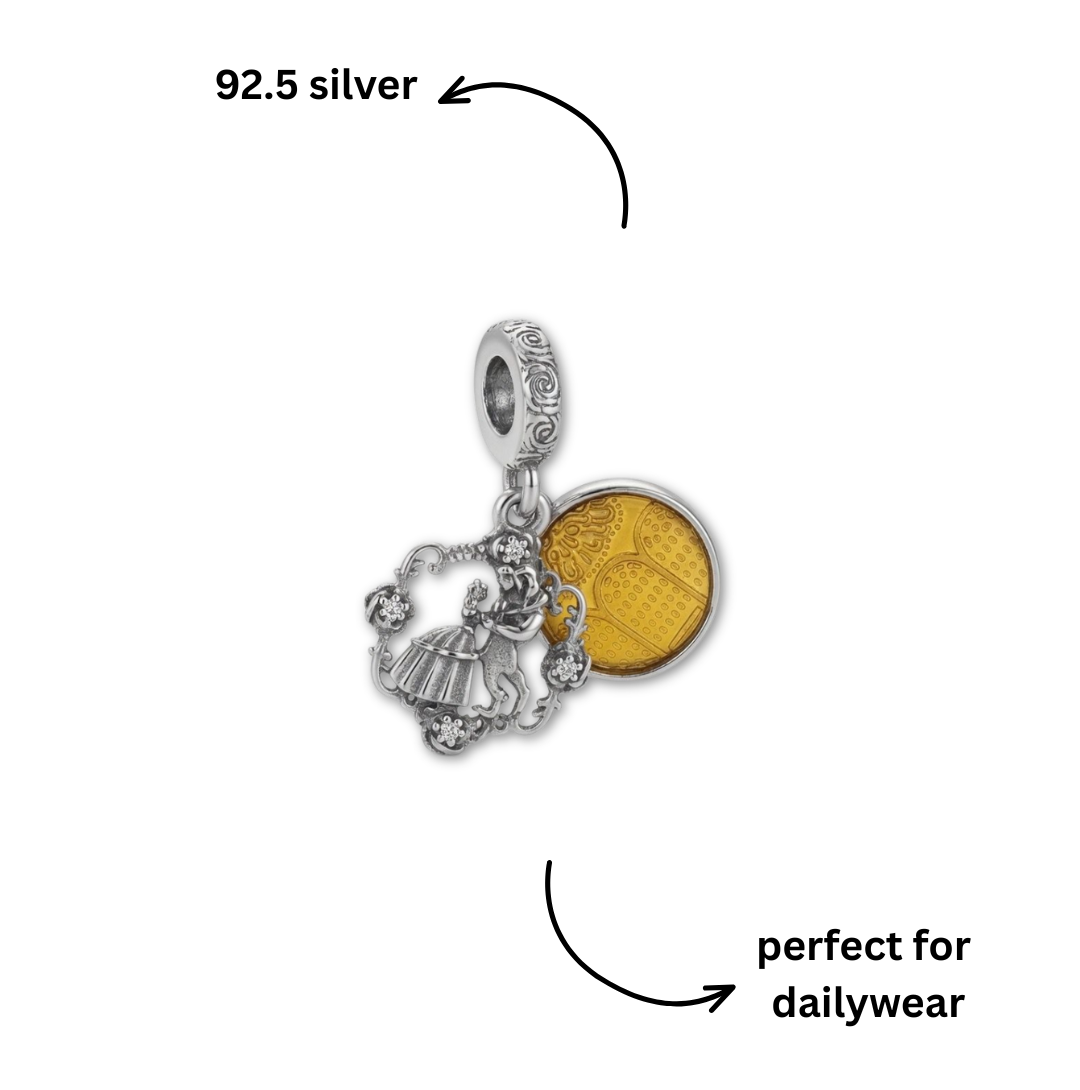 925 Silver Dancing Princess Medallion Dangle Charm