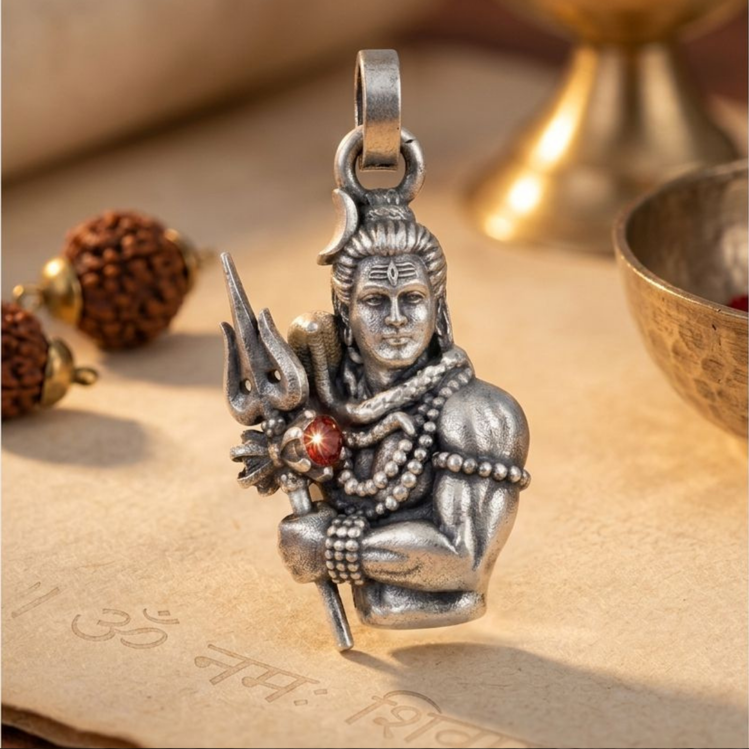 925 Silver Lord Shiva: The Trishula Bearer Pendant
