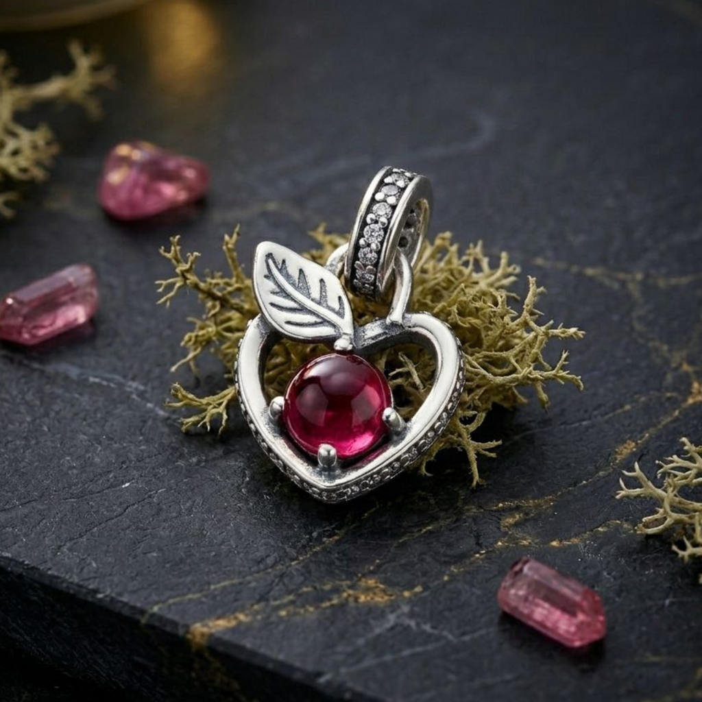 925 Silver Forbidden Apple Heart Charm
