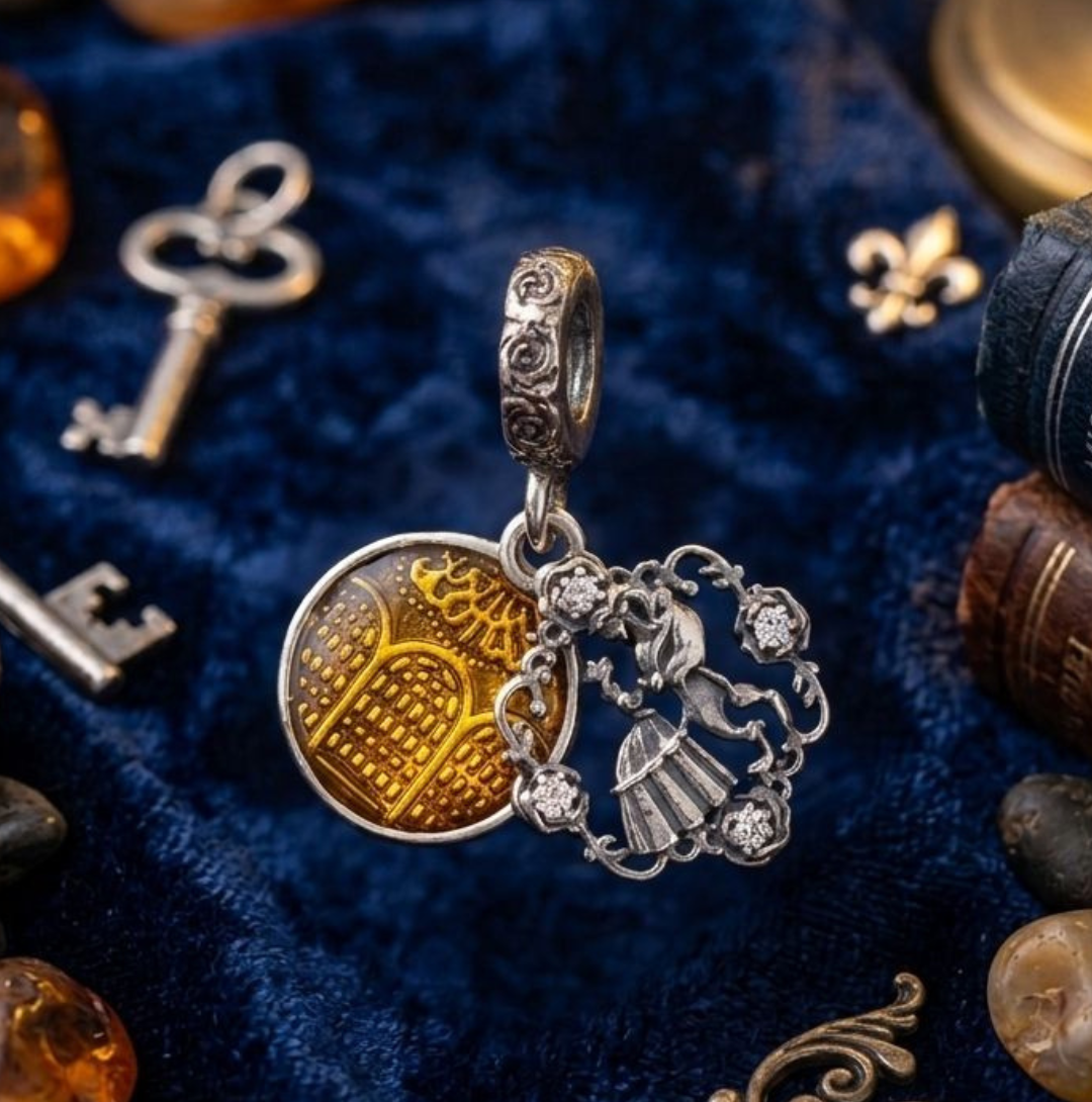 925 Silver Dancing Princess Medallion Dangle Charm
