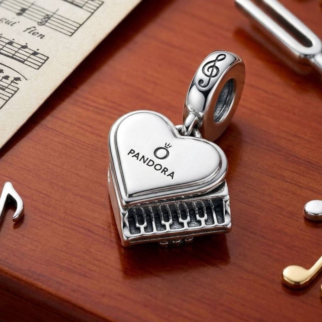 925 Silver Melodic Grand Piano Heart Charm