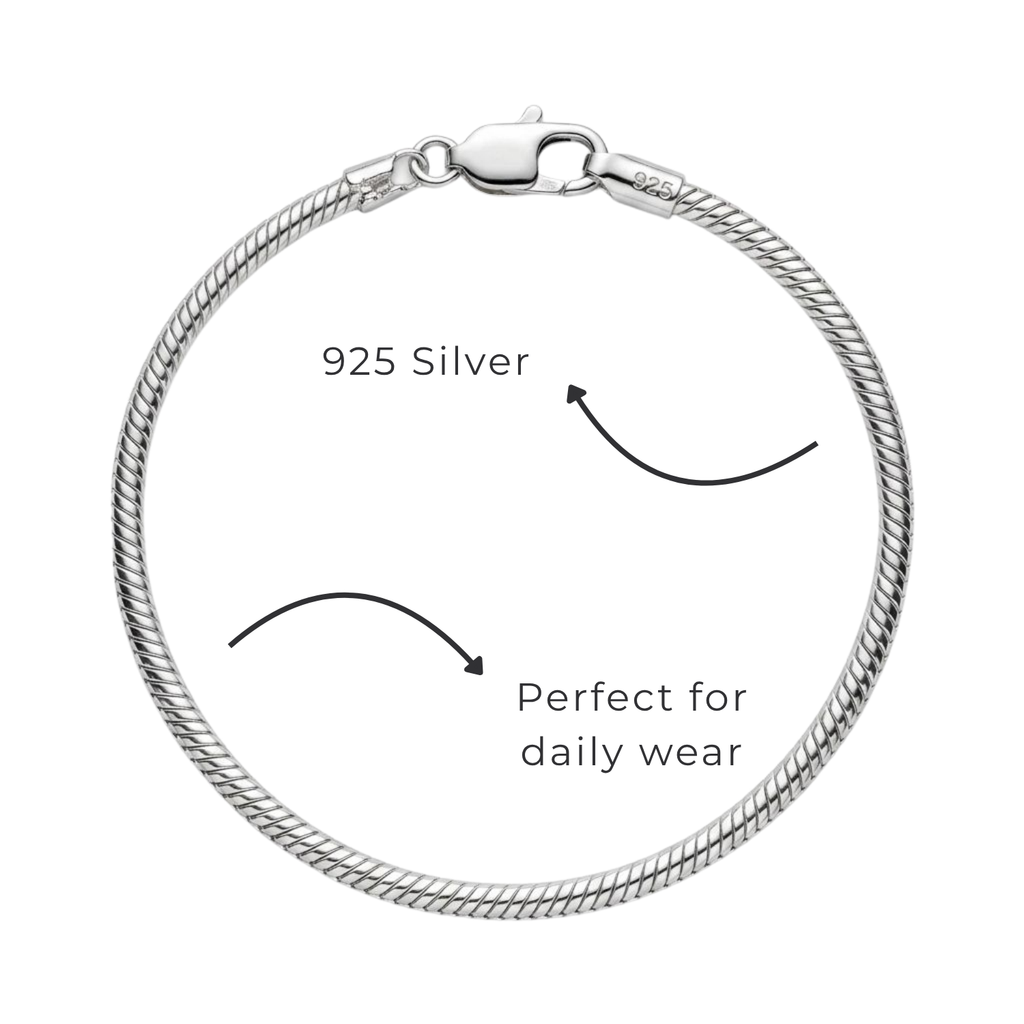 925 Sterling Silver Essential Snake Chain Charm Bracelet