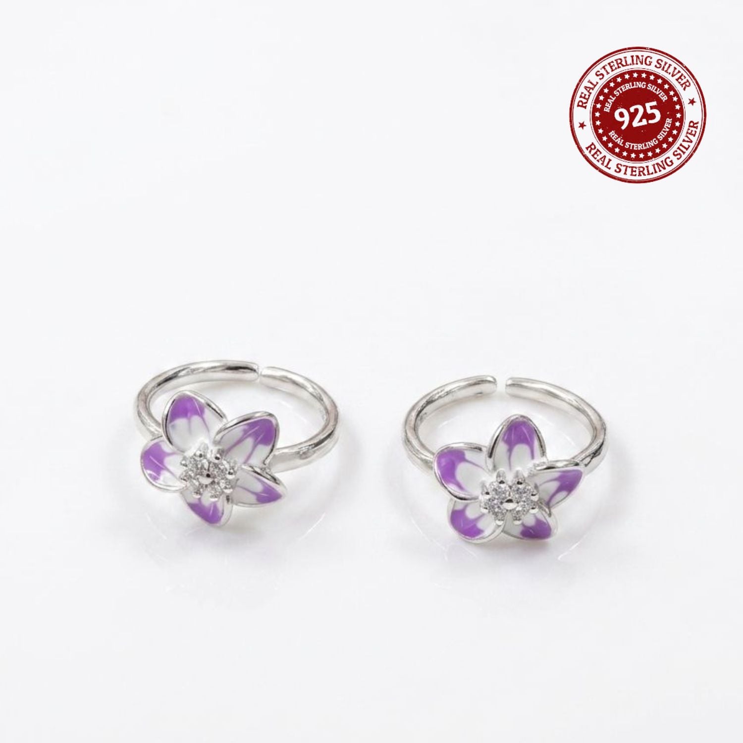 Parijat जांभळा Enamel Sterling Silver Jodvi