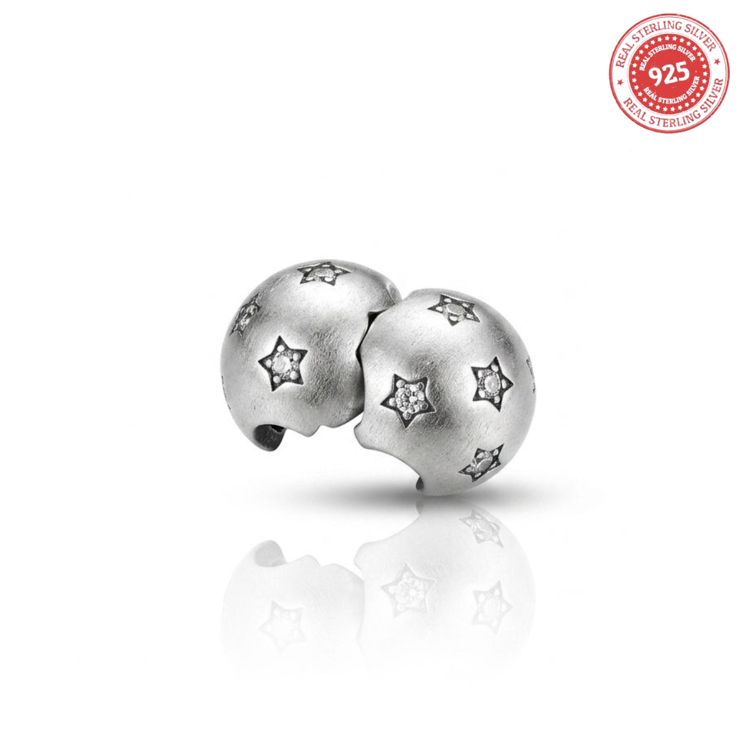 925 Silver Double Star Spacer Bead Charm