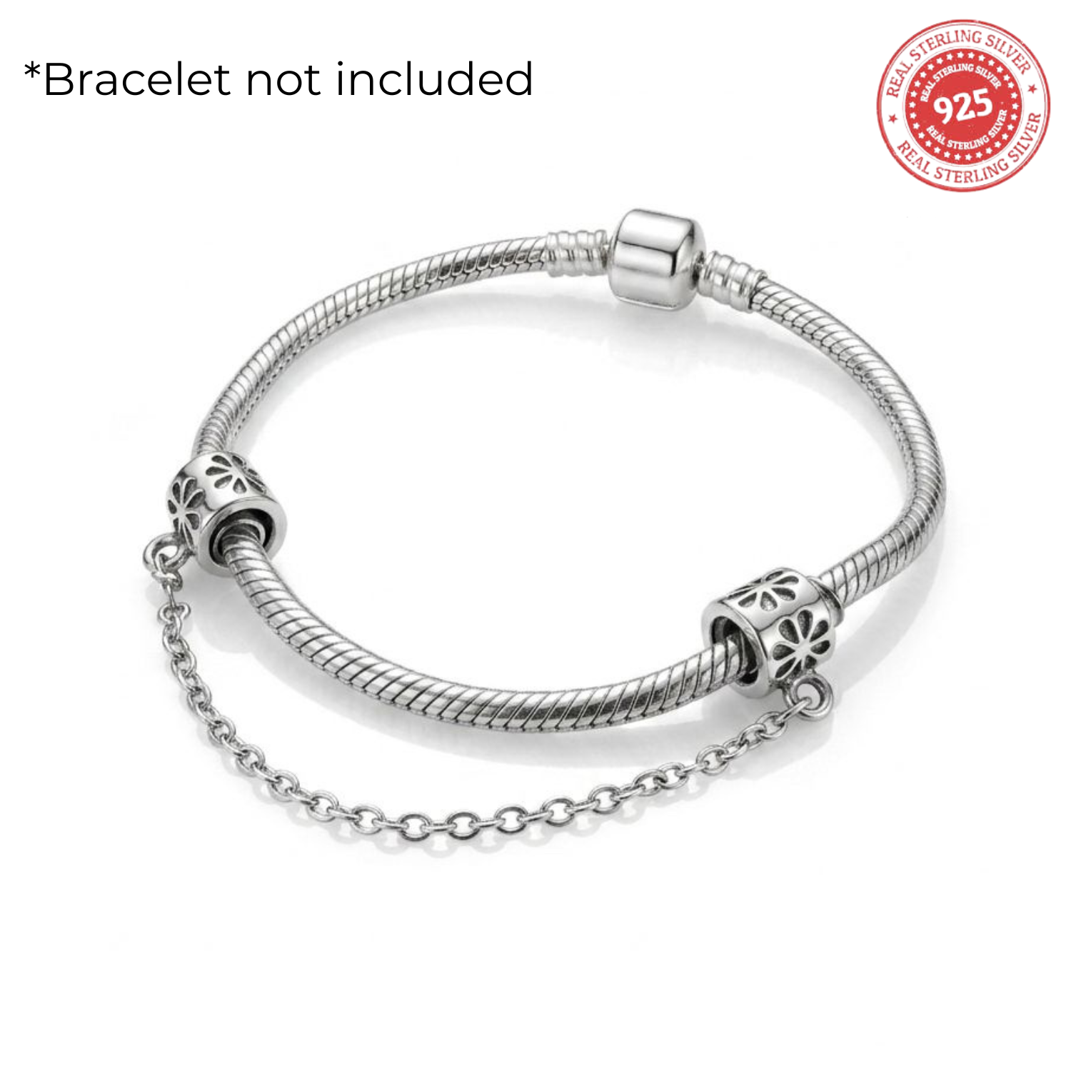 Floral Square Safety Chain Bracelet Charm