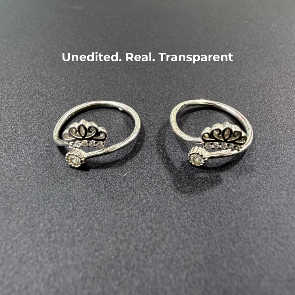 Royal Crown Bypass Jodvi 925 Silver Toe Ring
