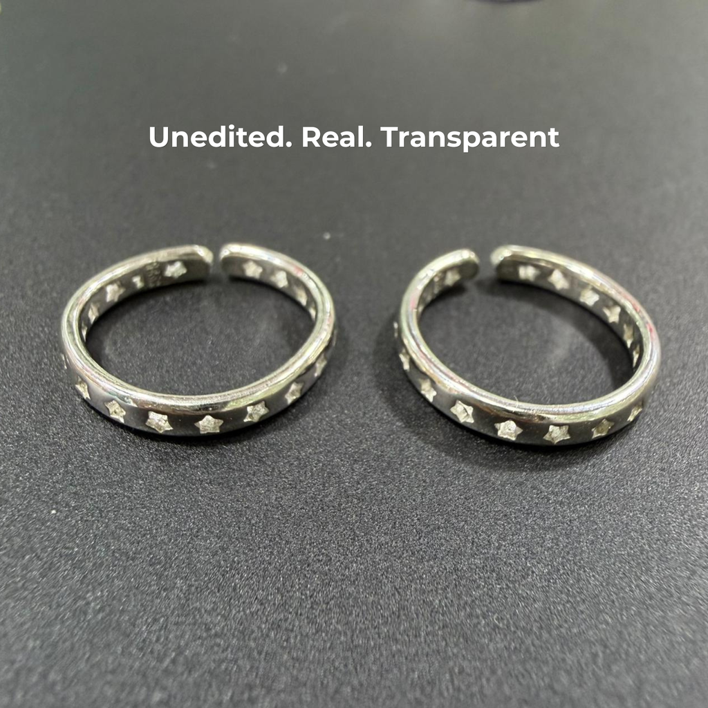 Celestial Engraved Star Jodvi 925 Silver Toe Ring