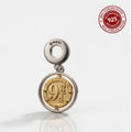925 Silver Two-Tone Platform 9 ¾ & Wizard's School Dangle Charm
