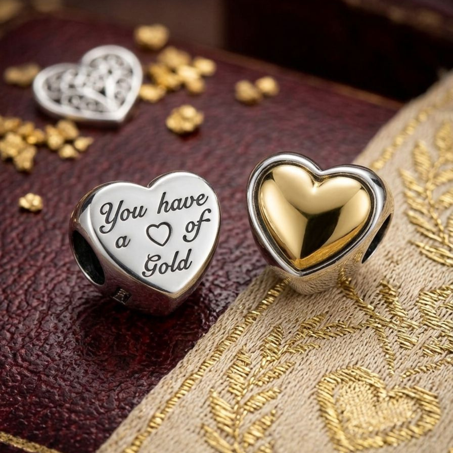 925 Silver Heart of Gold Charm