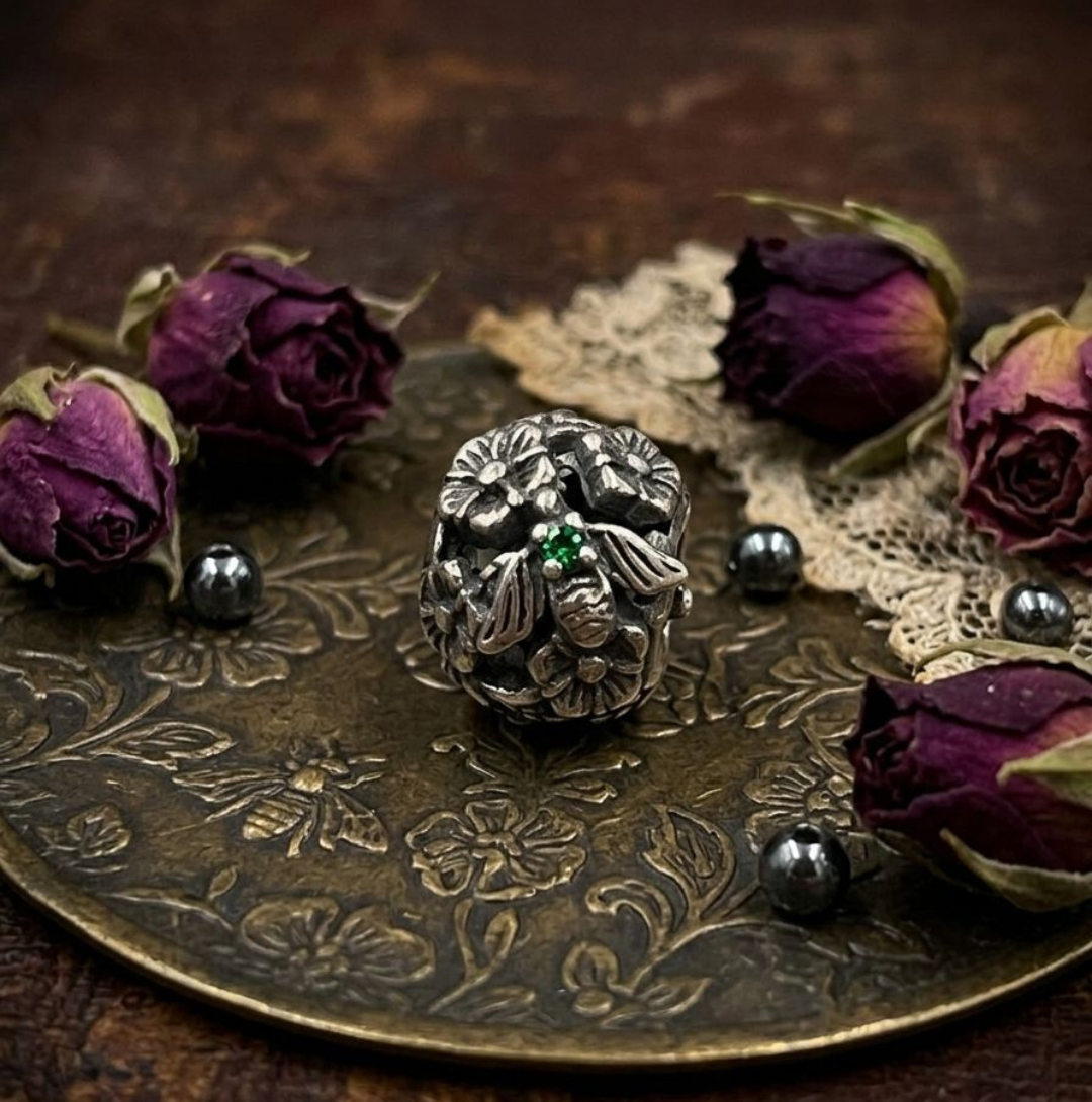 925 Silver Sparkling Flower Ball Charm