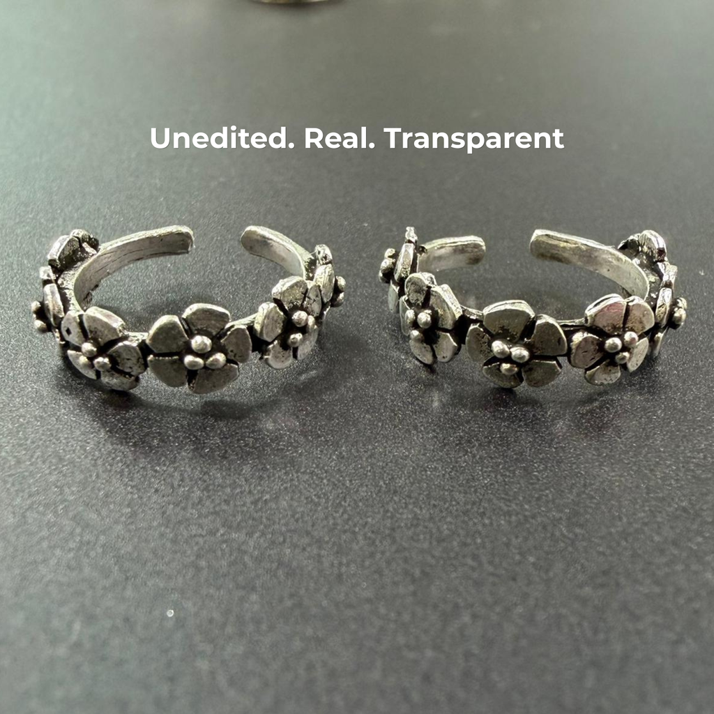 Traditional Phoolanichi Adjustable 925 Silver Toe Ring