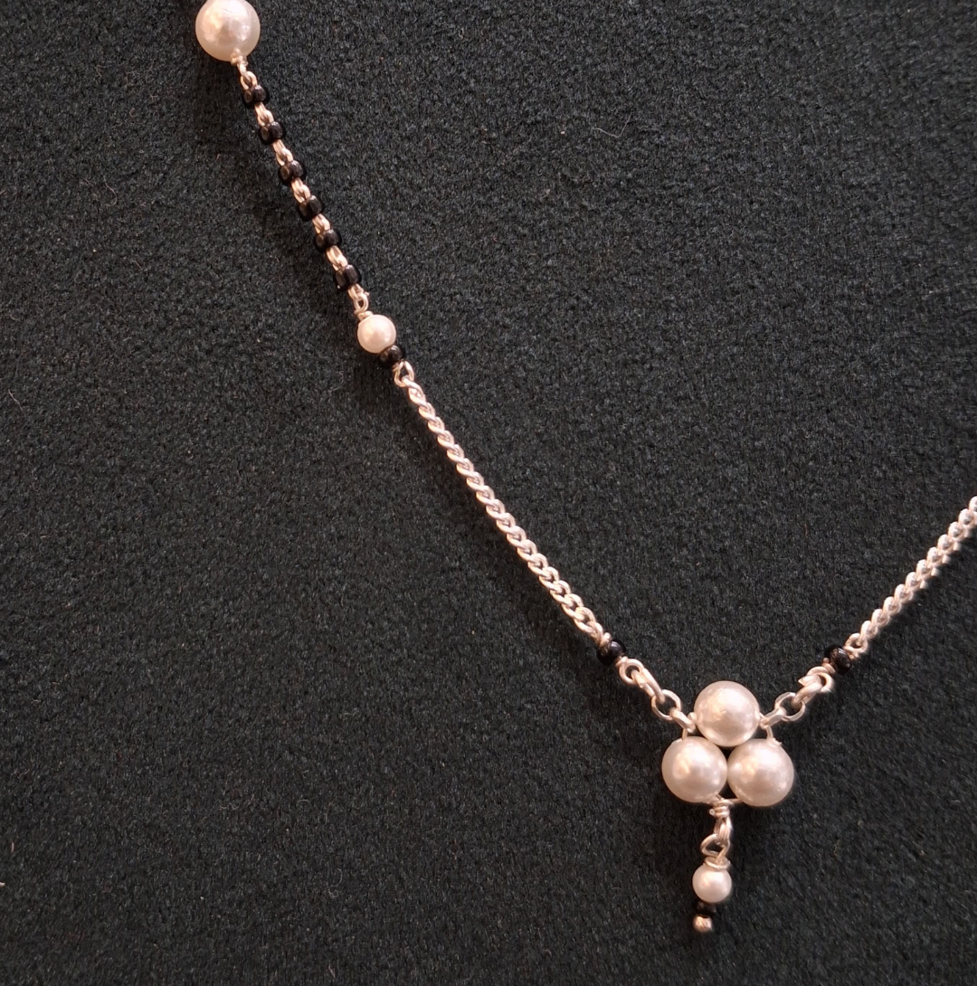 925 Silver Pearl Cluster Mangalsutra