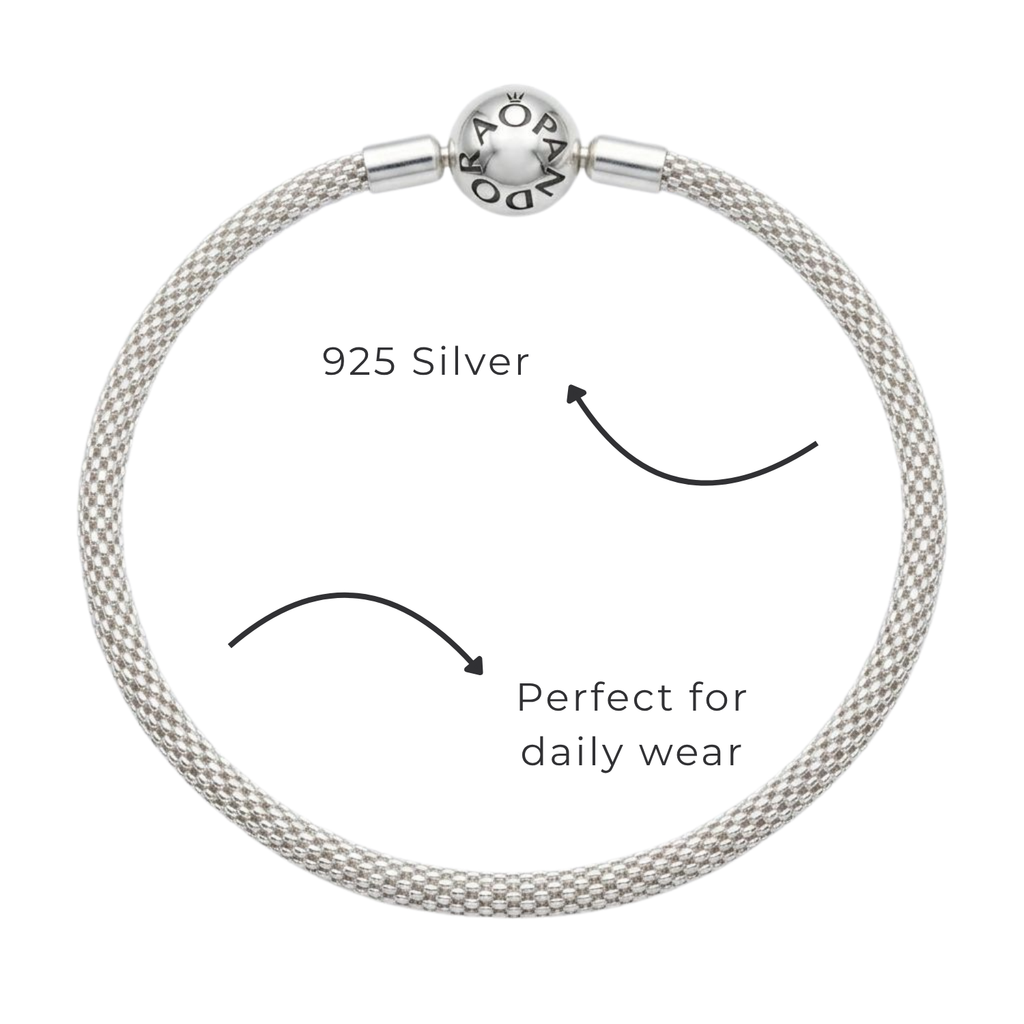 925 Sterling Silver Mesh Charm Bracelet