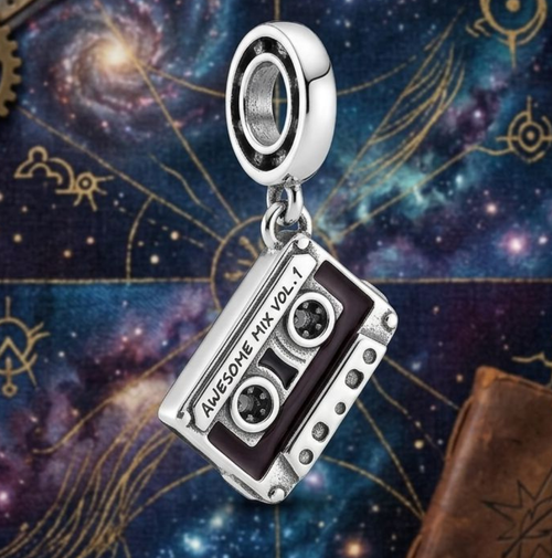 925 Silver Retro Cassette Tape Dangle Charm