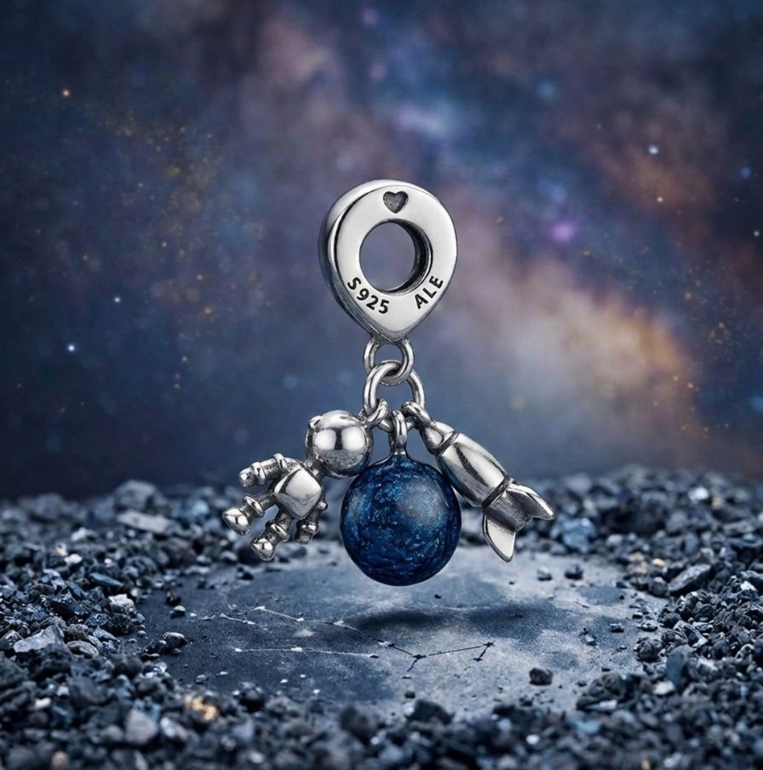 925 Silver Space Explorer Triple Dangle Charm