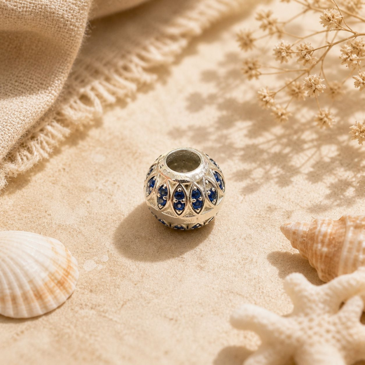 925 Silver Midnight Lattice Bead Charm