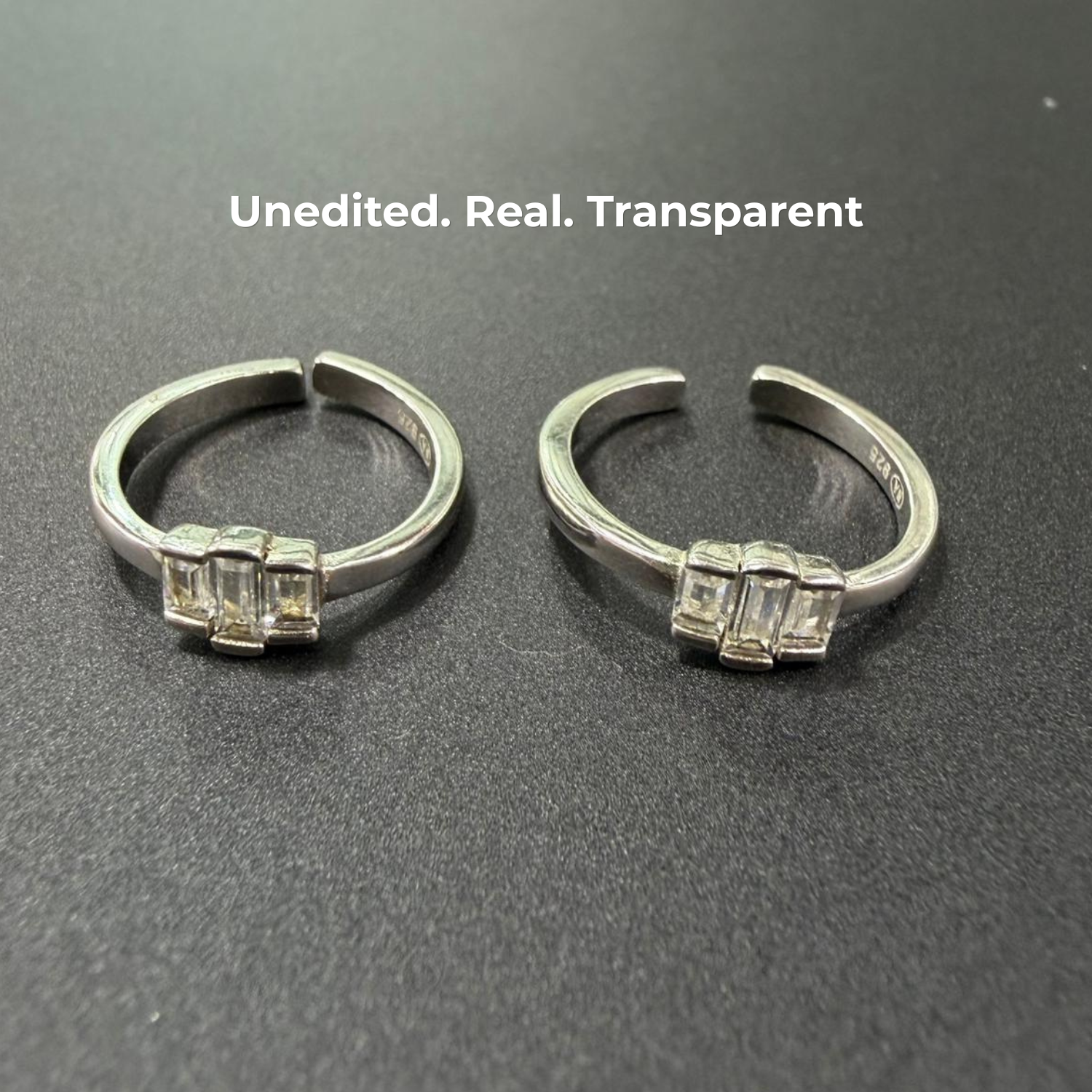 Trio Baguette CZ Adjustable 925 Silver Toe Ring