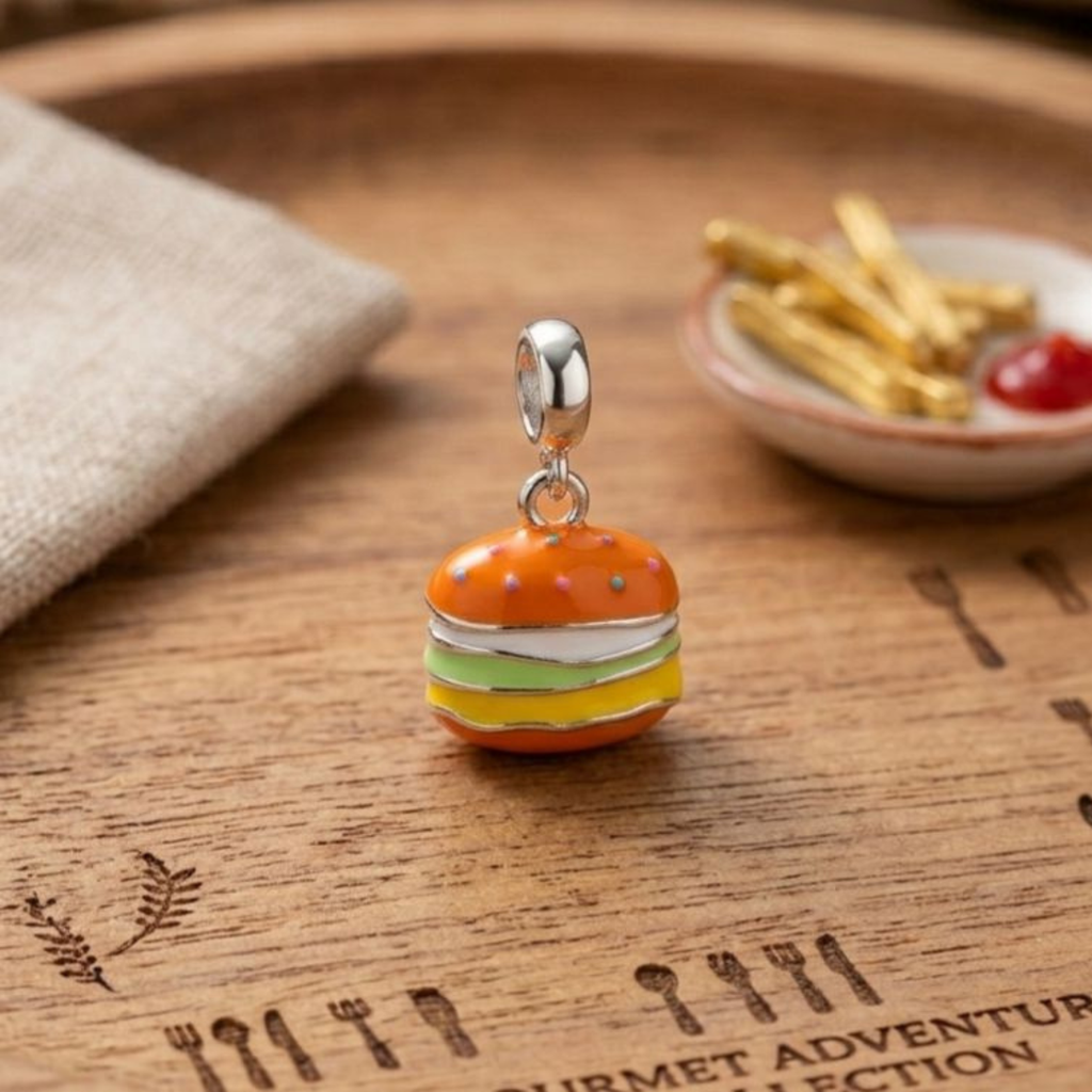 925 Silver Sizzling Burger Charm