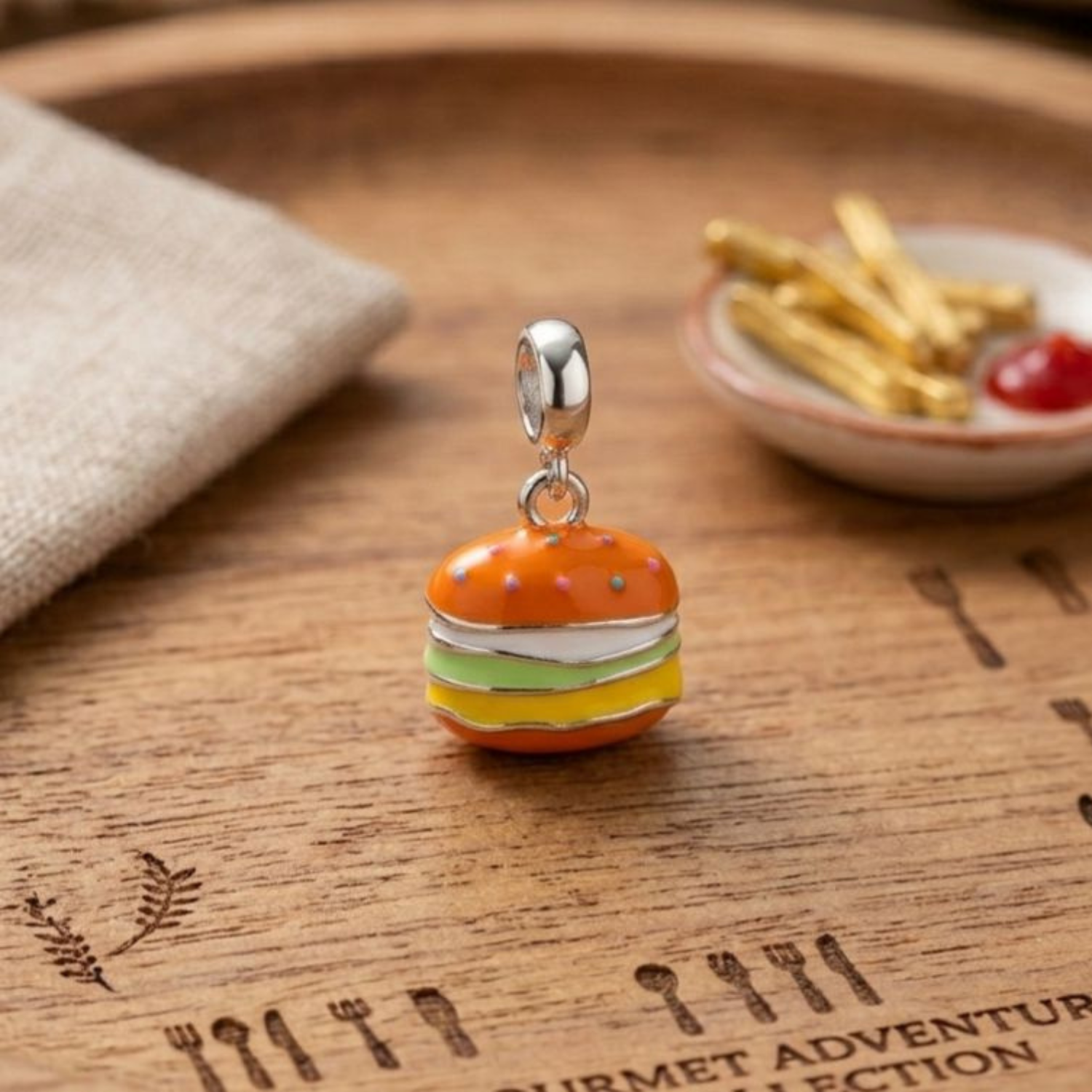 925 Silver Sizzling Burger Charm