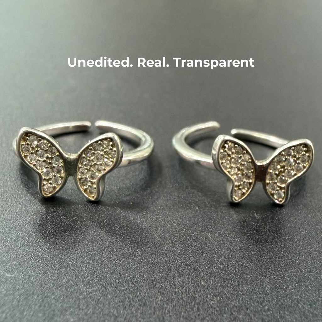 Sparkling Butterfly Adjustable 925 Silver Toe Ring