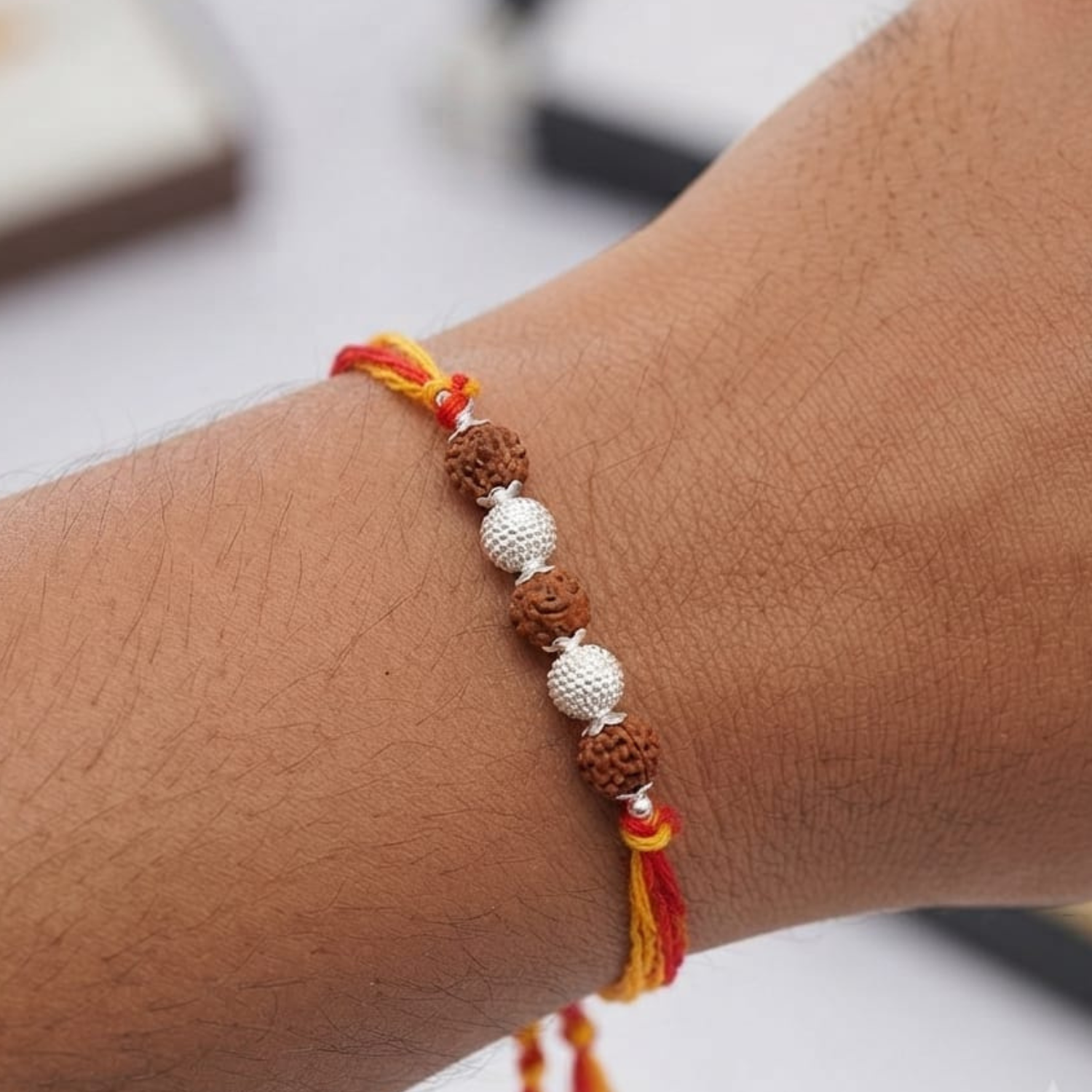 925 Silver Rudraksha-Beads Rakhi