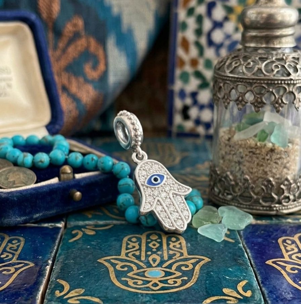 CZ Hamsa Evil Eye Protection Dangle Charm