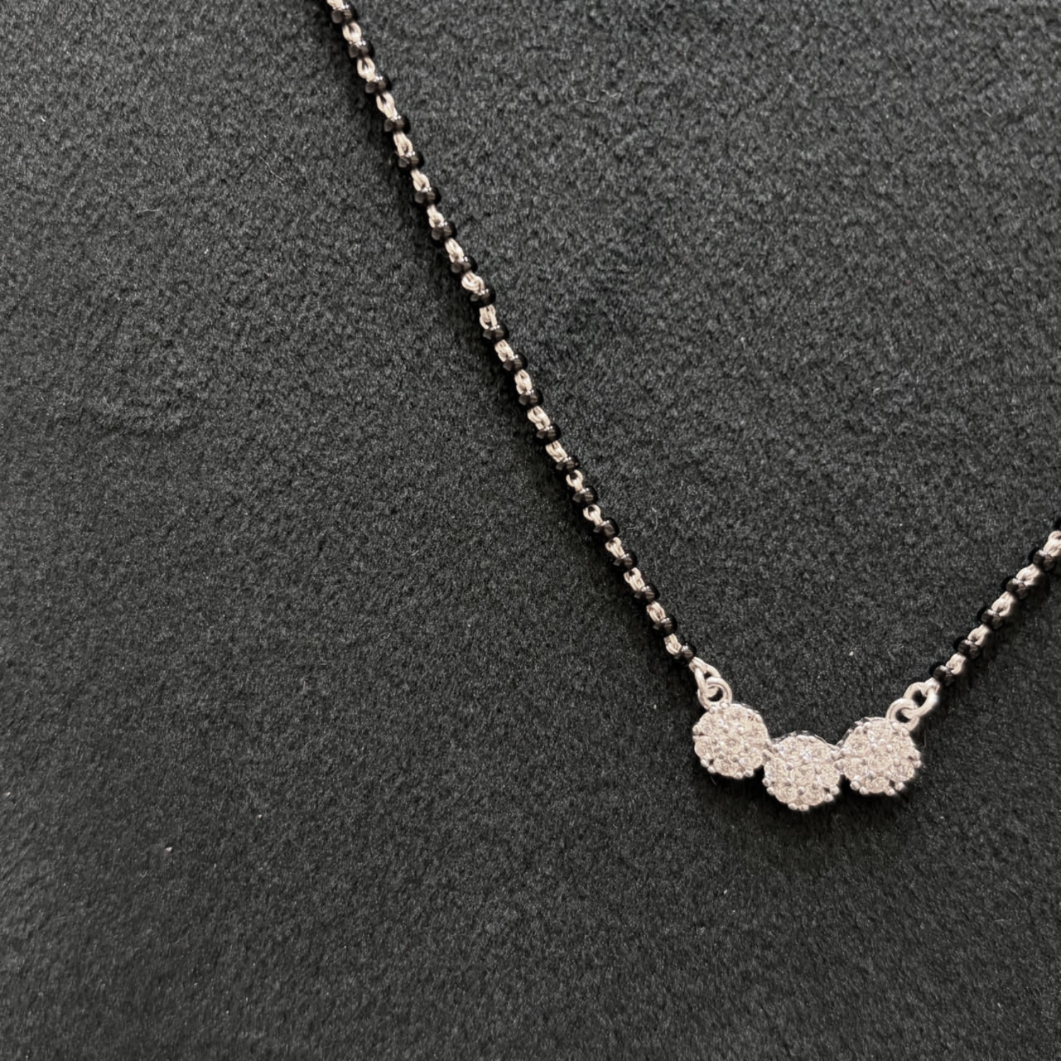 925 Silver CZ Three Kudi Mangalsutra