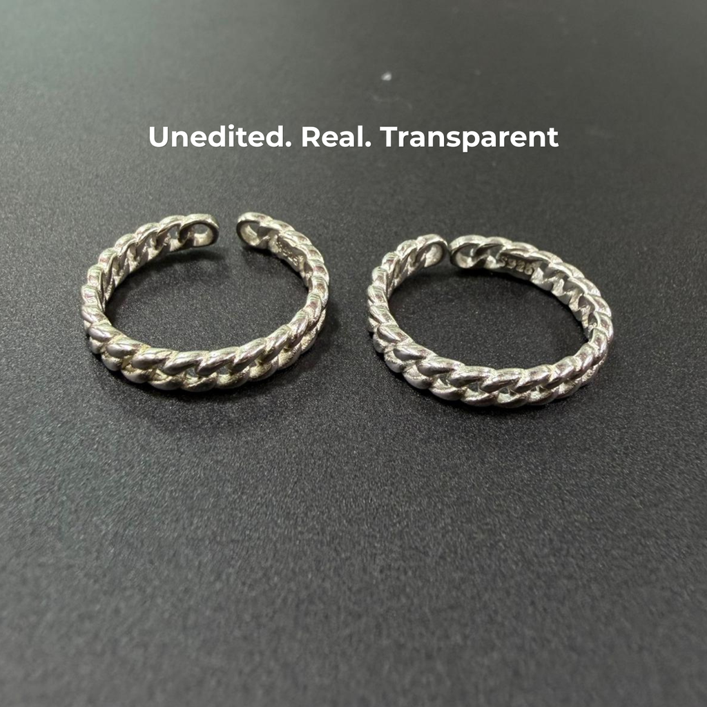 Curb Chain Link Adjustable 925 Silver Toe Ring