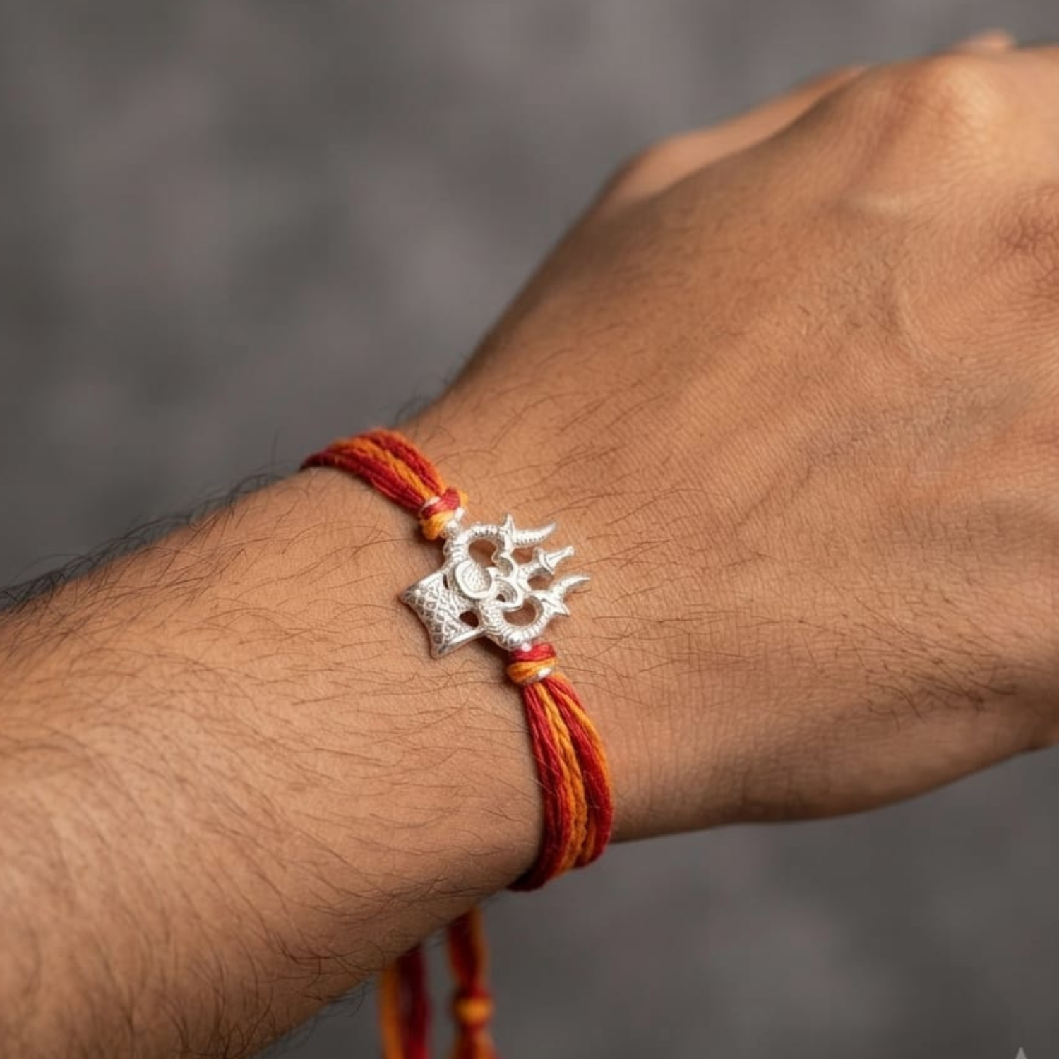 925 Silver Om Trishul Rakhi