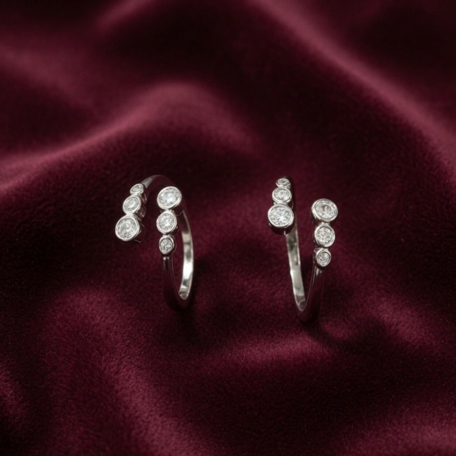 Sparkling Stones Adjustable 925 Silver Toe Ring