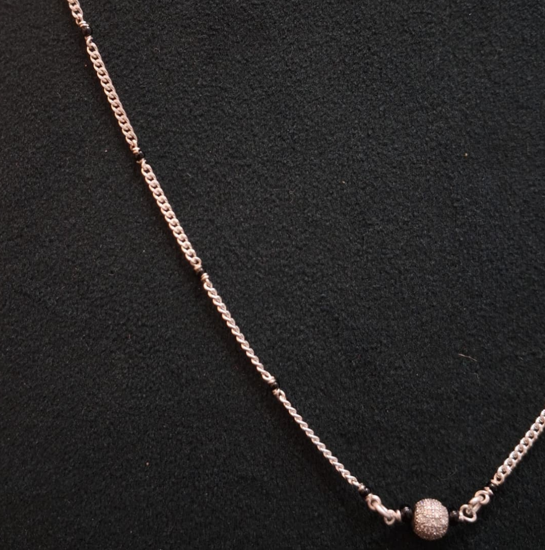 925 Silver CZ Bead Mangalsutra