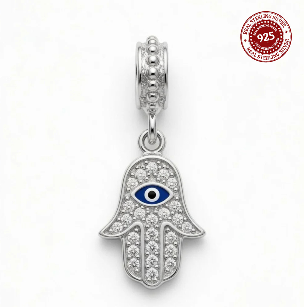CZ Hamsa Evil Eye Protection Dangle Charm