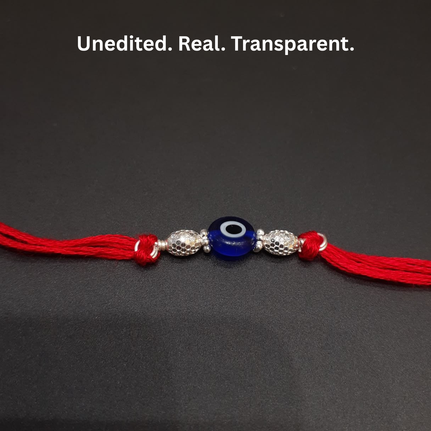925 Silver Evil Eye Rakhi with Oval Beads