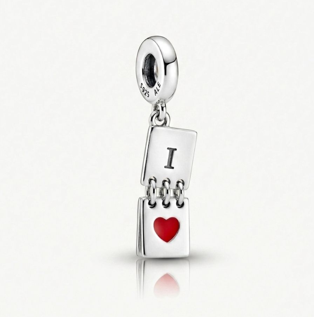 925 Silver “Love Notes” Notebook Dangle Charm
