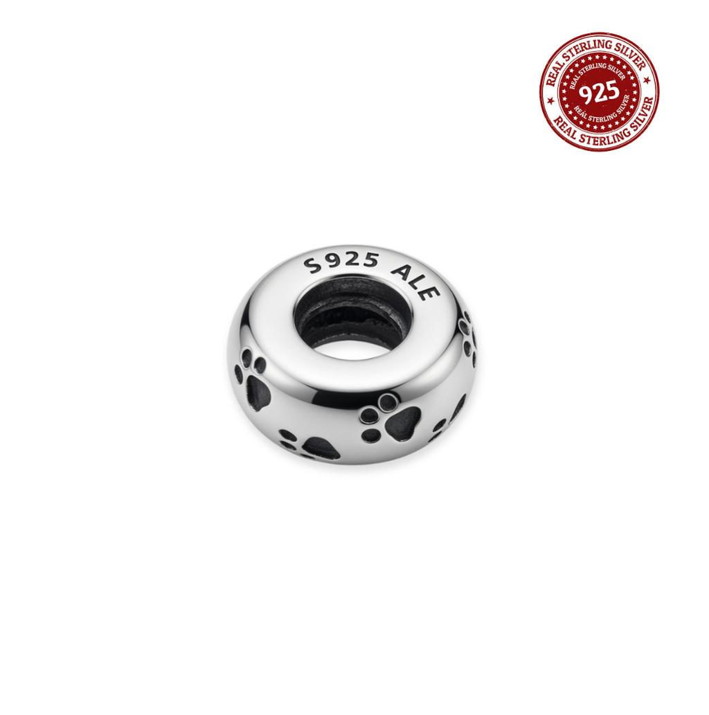 925 Silver Paw Spacer Charm