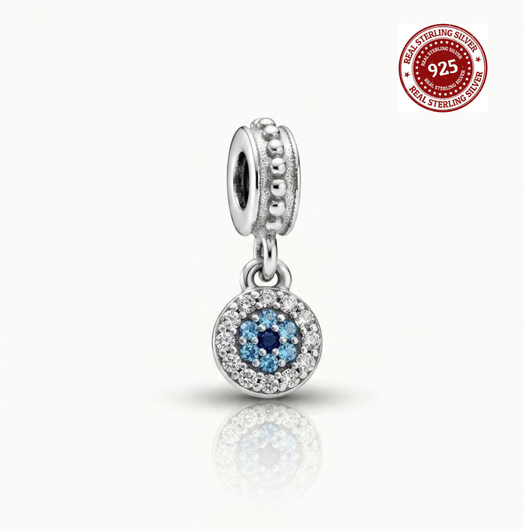 925 Silver Crystal Evil Eye Protection Charm