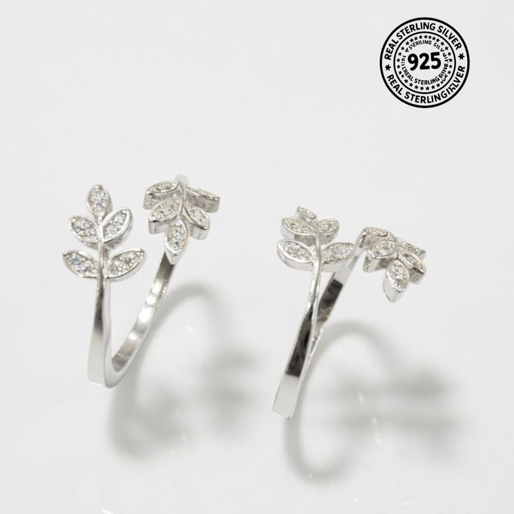 Sparkling Leaf Adjustable 925 Silver Toe Ring