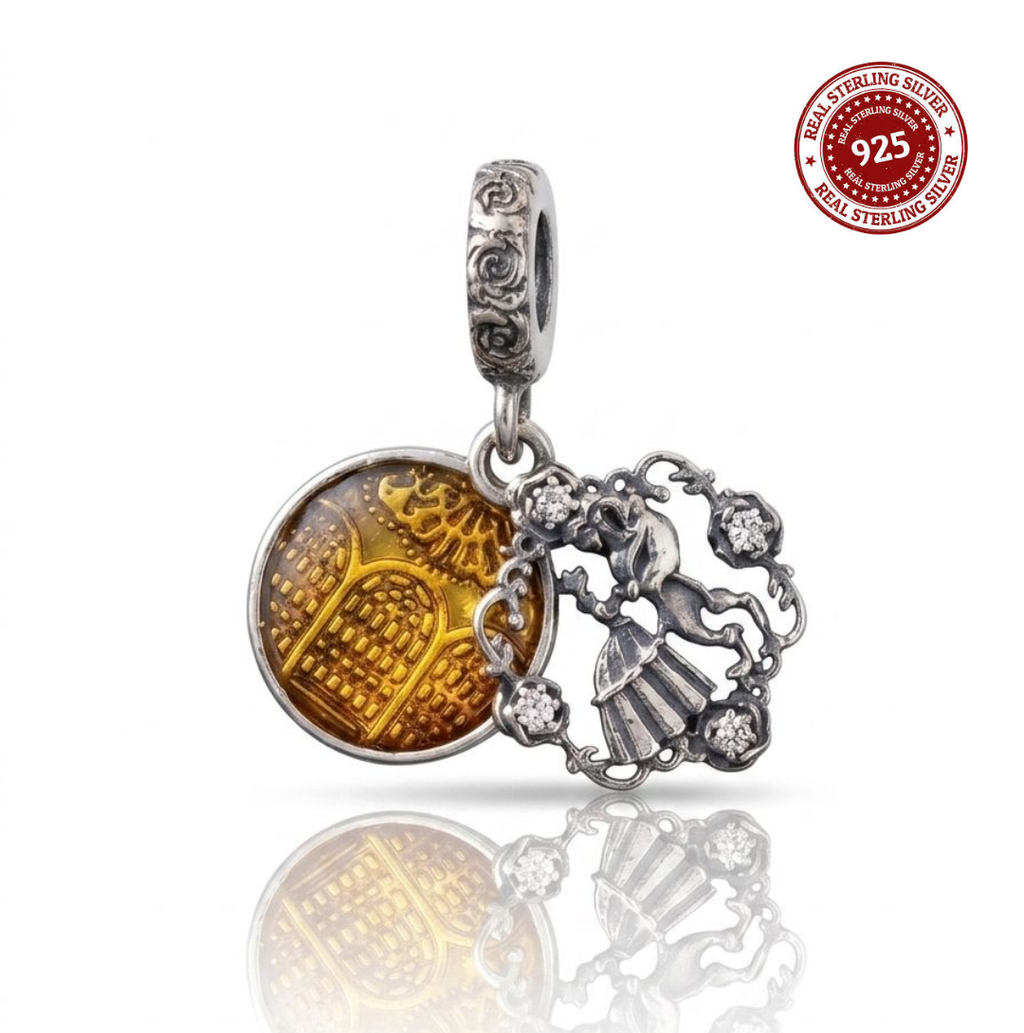 925 Silver Dancing Princess Medallion Dangle Charm