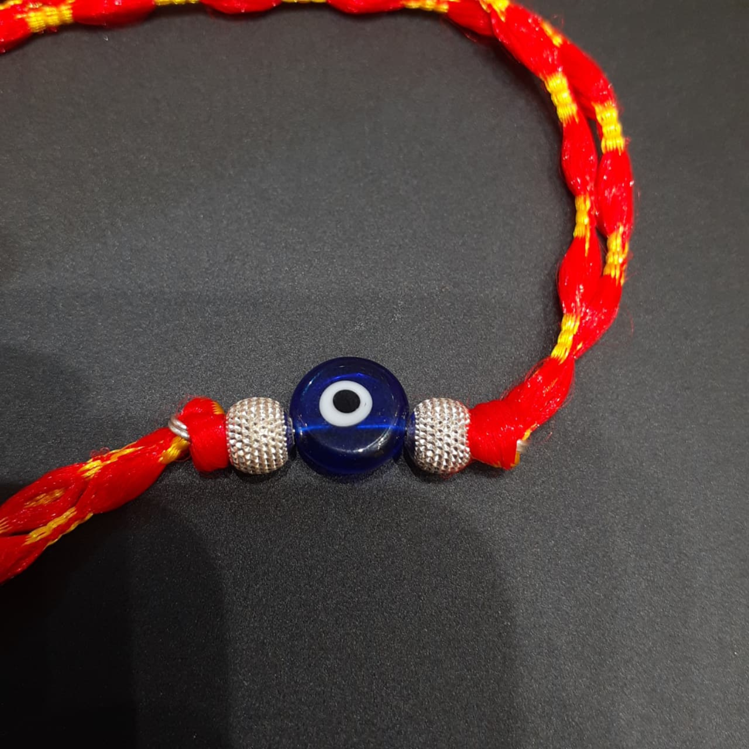 925 Silver Evil Eye Rakhi with Beads