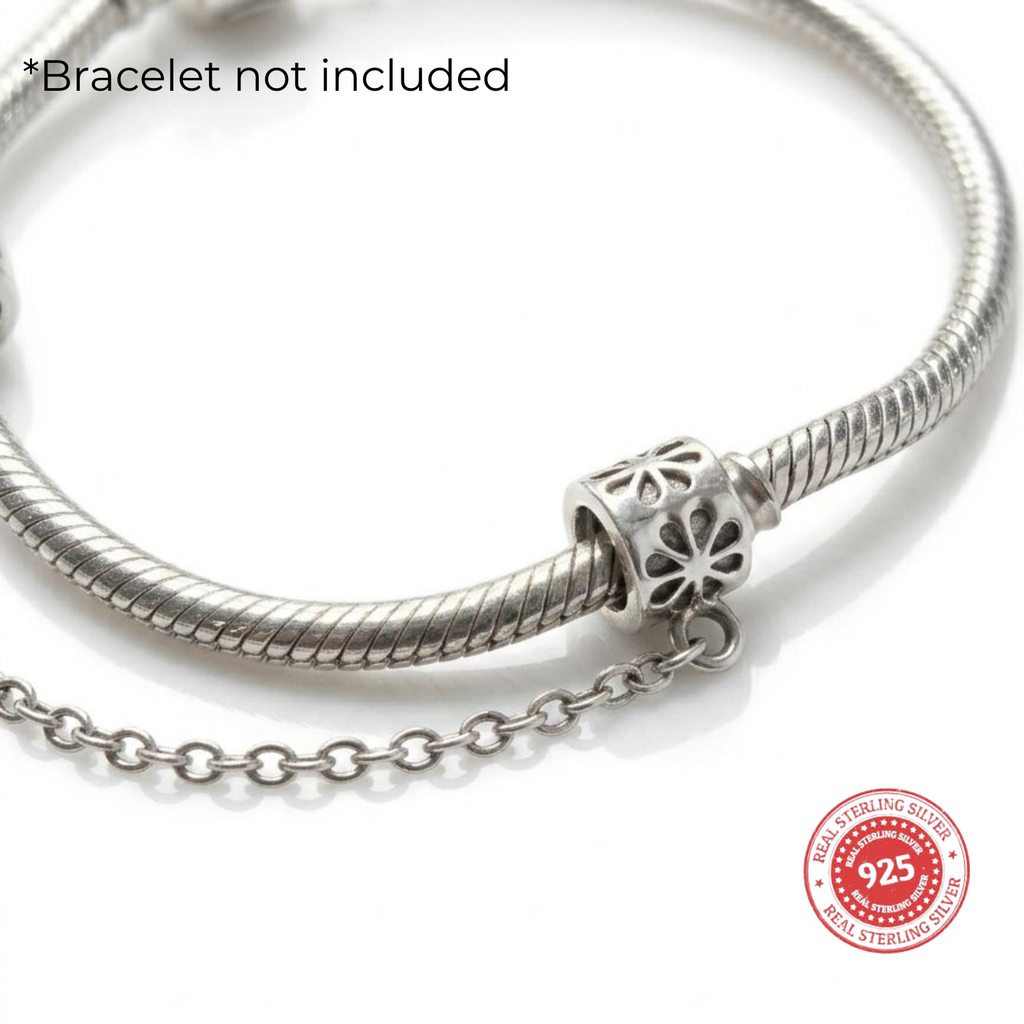 Floral Square Safety Chain Bracelet Charm