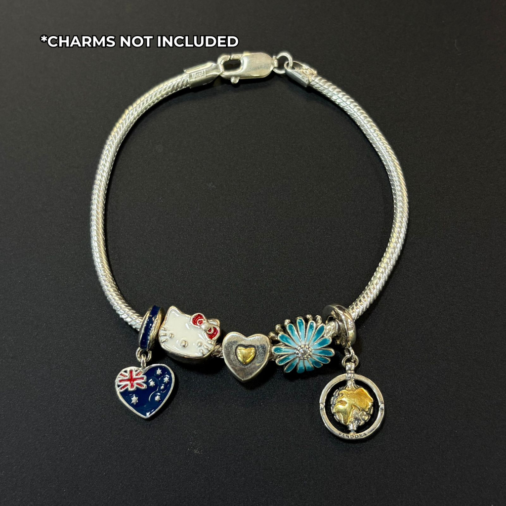 925 Sterling Silver Essential Snake Chain Charm Bracelet