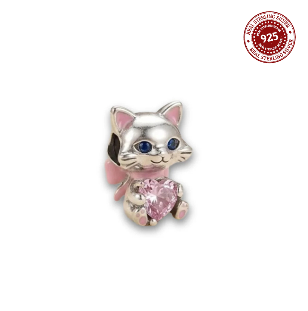Sparkling Heart Kitten Charm