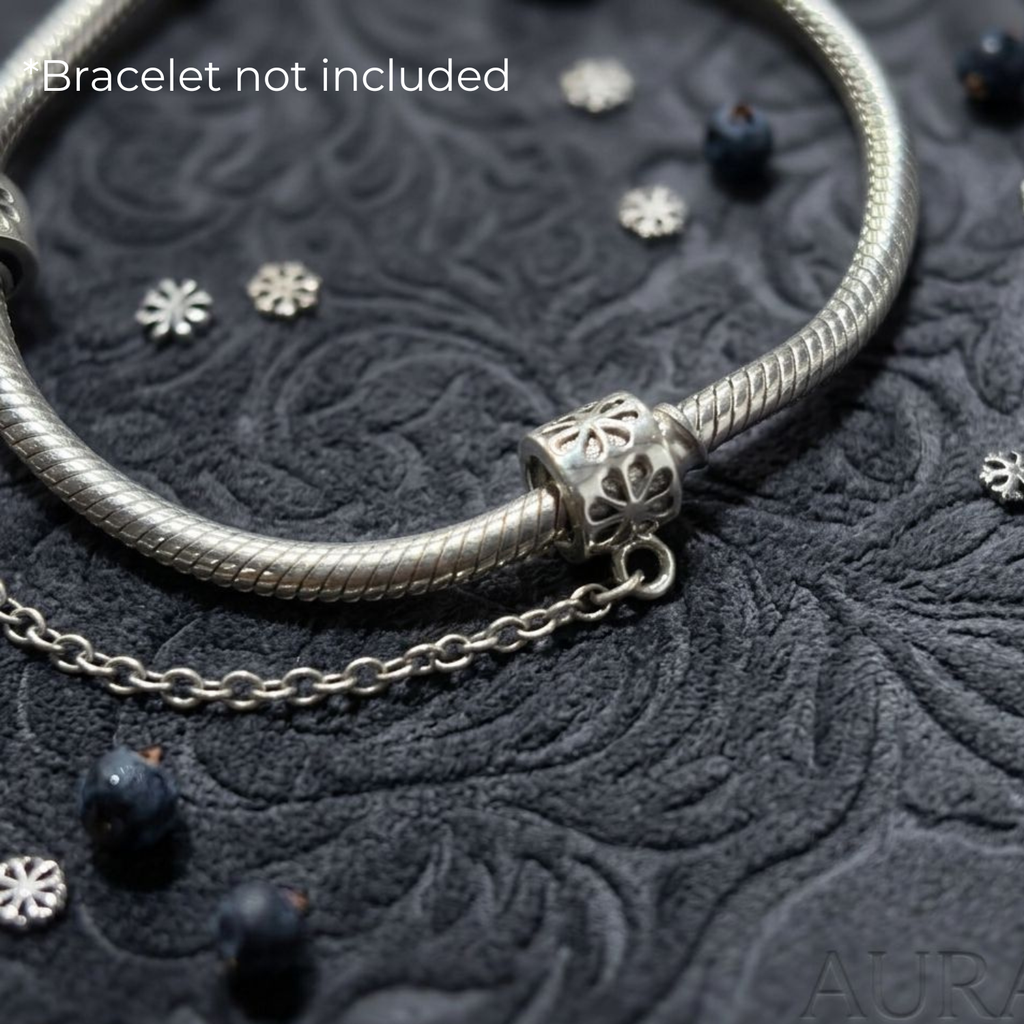 Floral Square Safety Chain Bracelet Charm