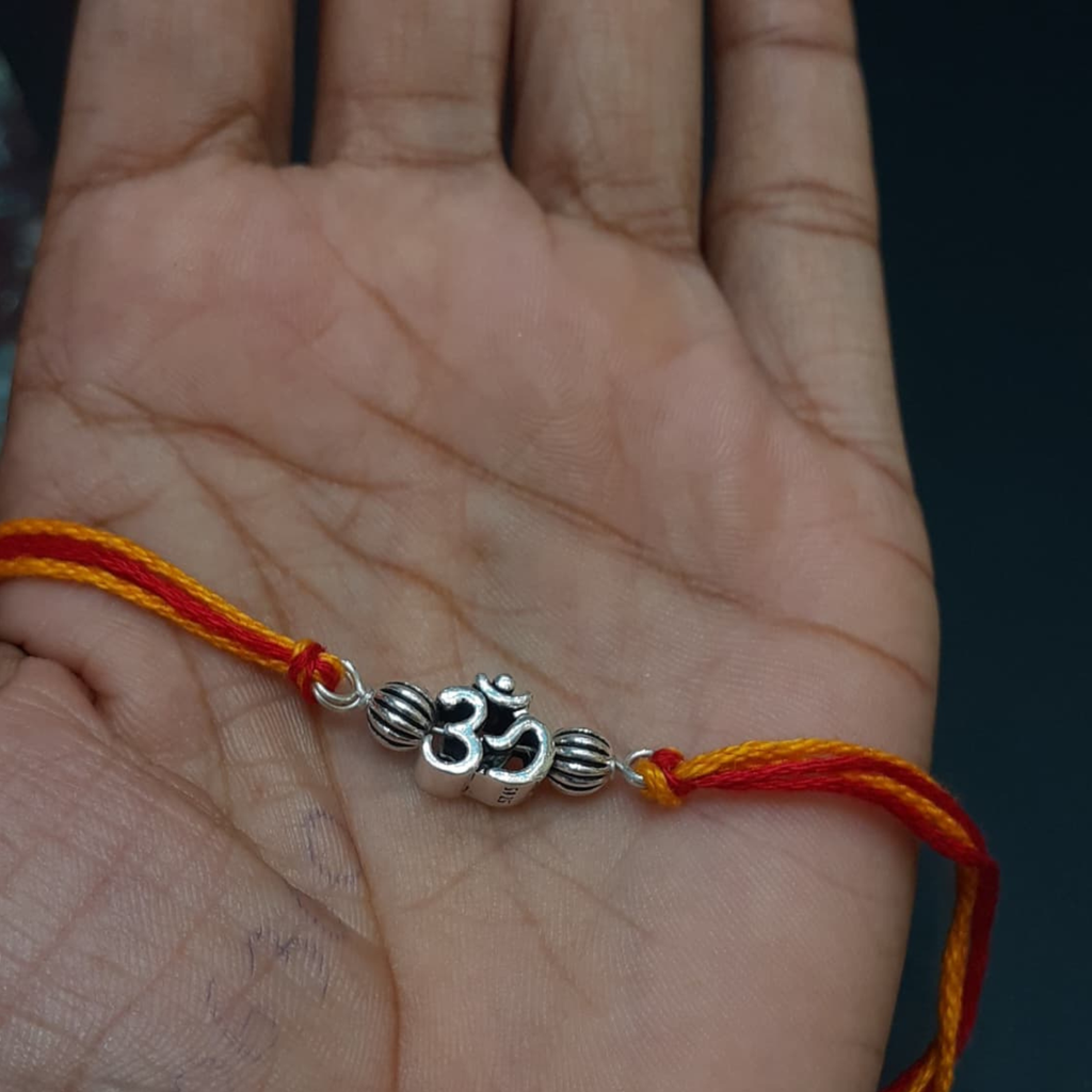 925 Silver Om Rakhi with Beads