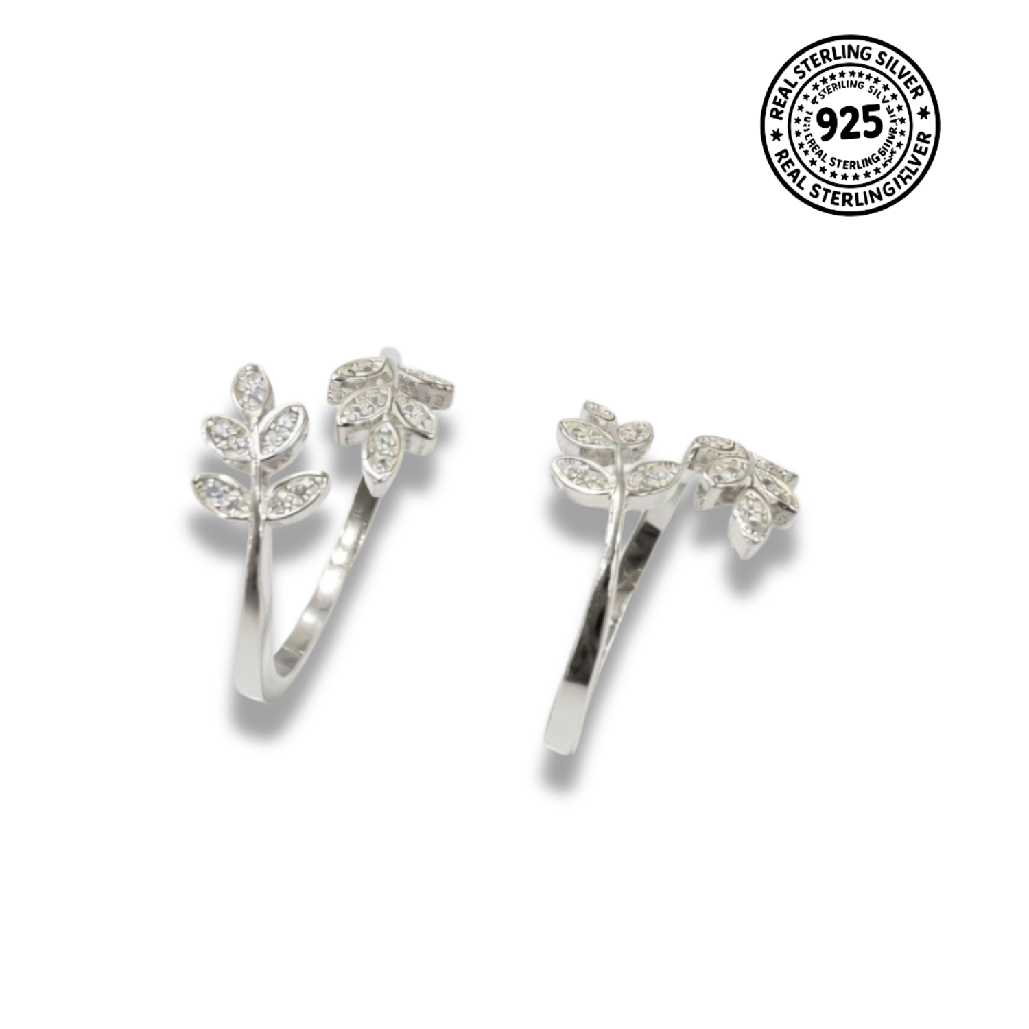 Sparkling Leaf Adjustable 925 Silver Toe Ring