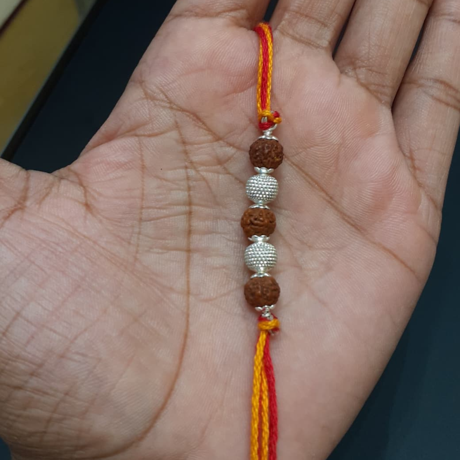 925 Silver Rudraksha-Beads Rakhi