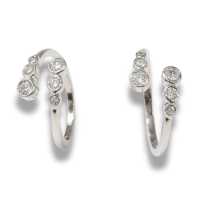 Sparkling Stones Adjustable 925 Silver Toe Ring