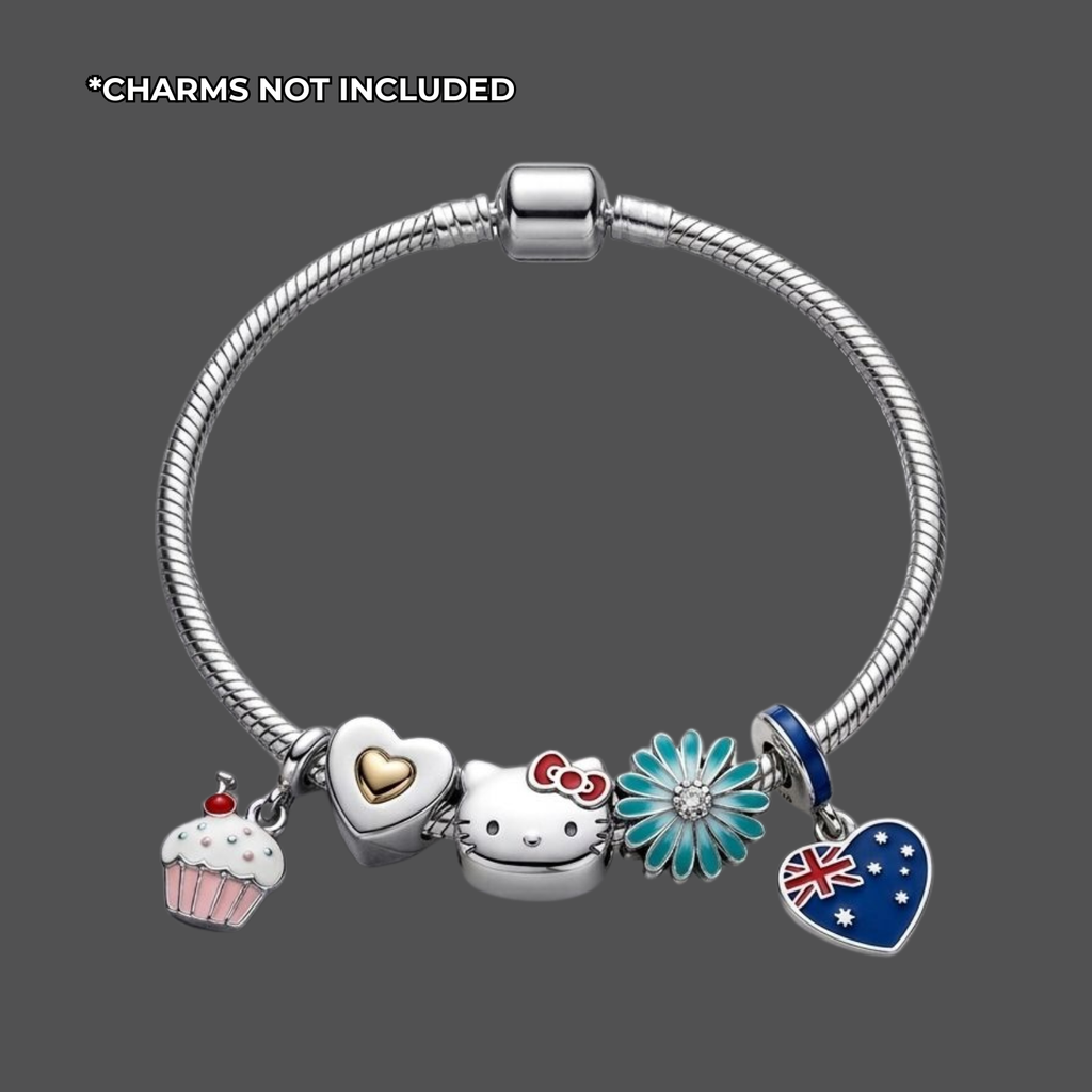 925 Sterling Silver Snake Chain Bracelet with Screw Barrel Lock