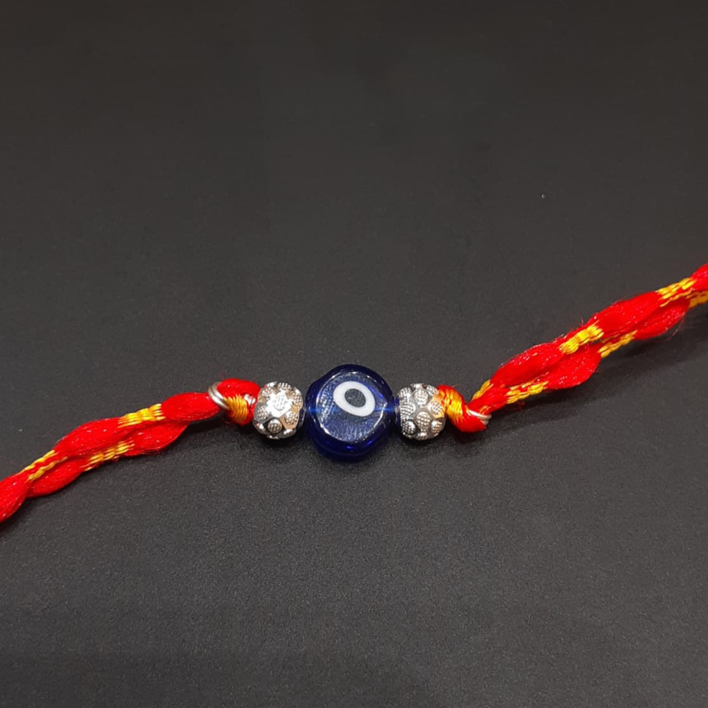 925 Silver Evil Eye Rakhi with Beads
