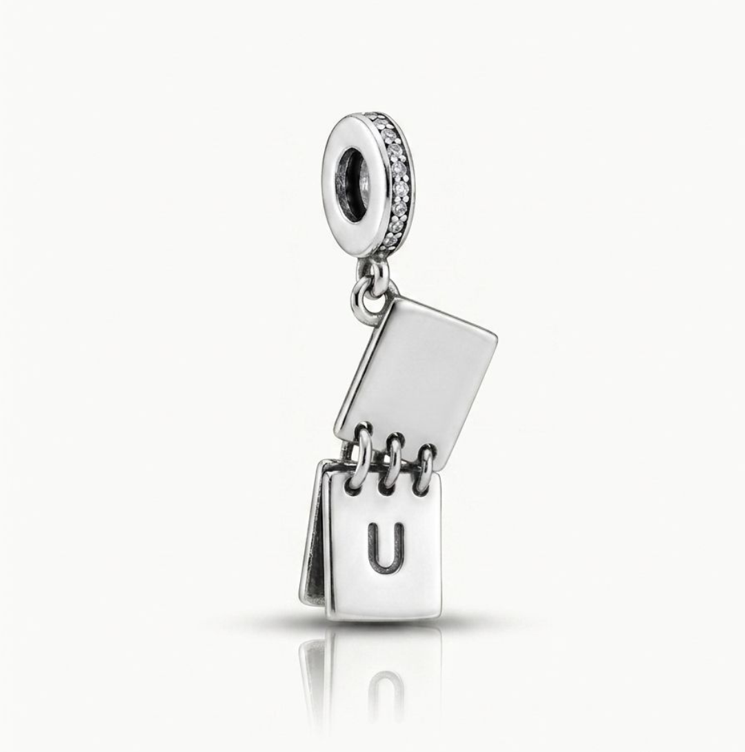 925 Silver “Love Notes” Notebook Dangle Charm
